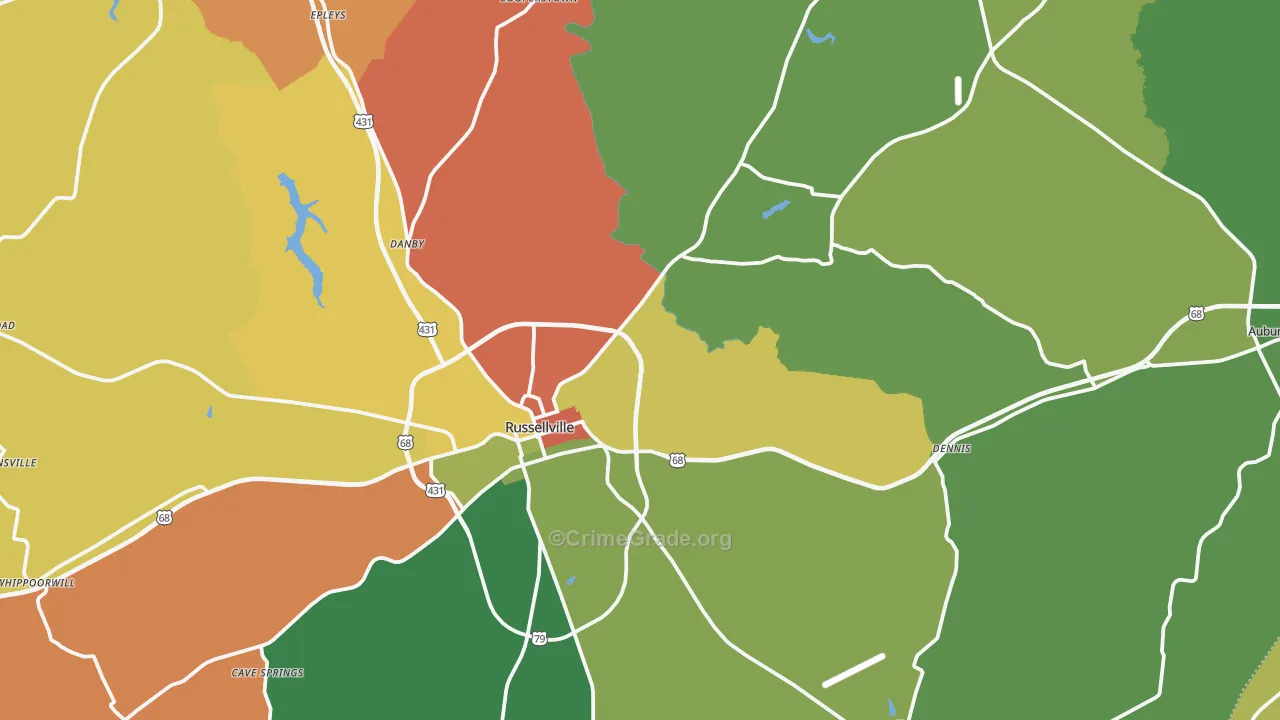 Logan County, KY Map of Robbery Rates