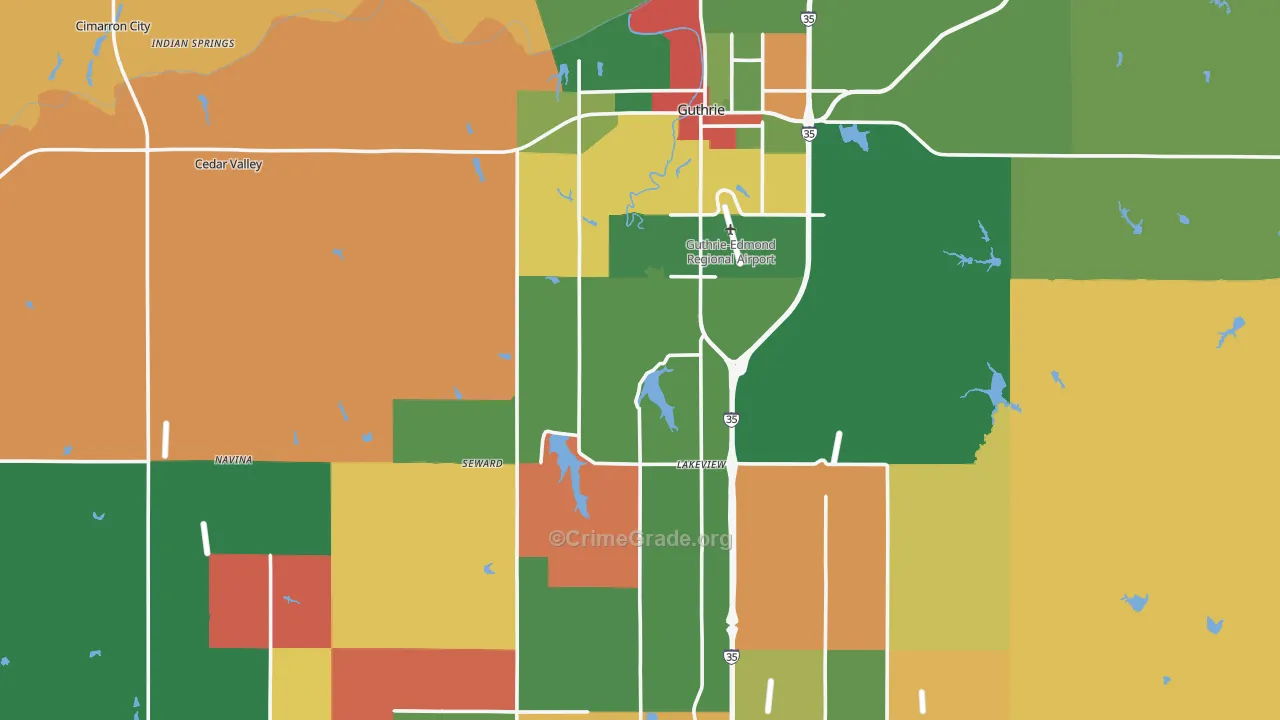 Logan County, OK Map of Robbery Rates
