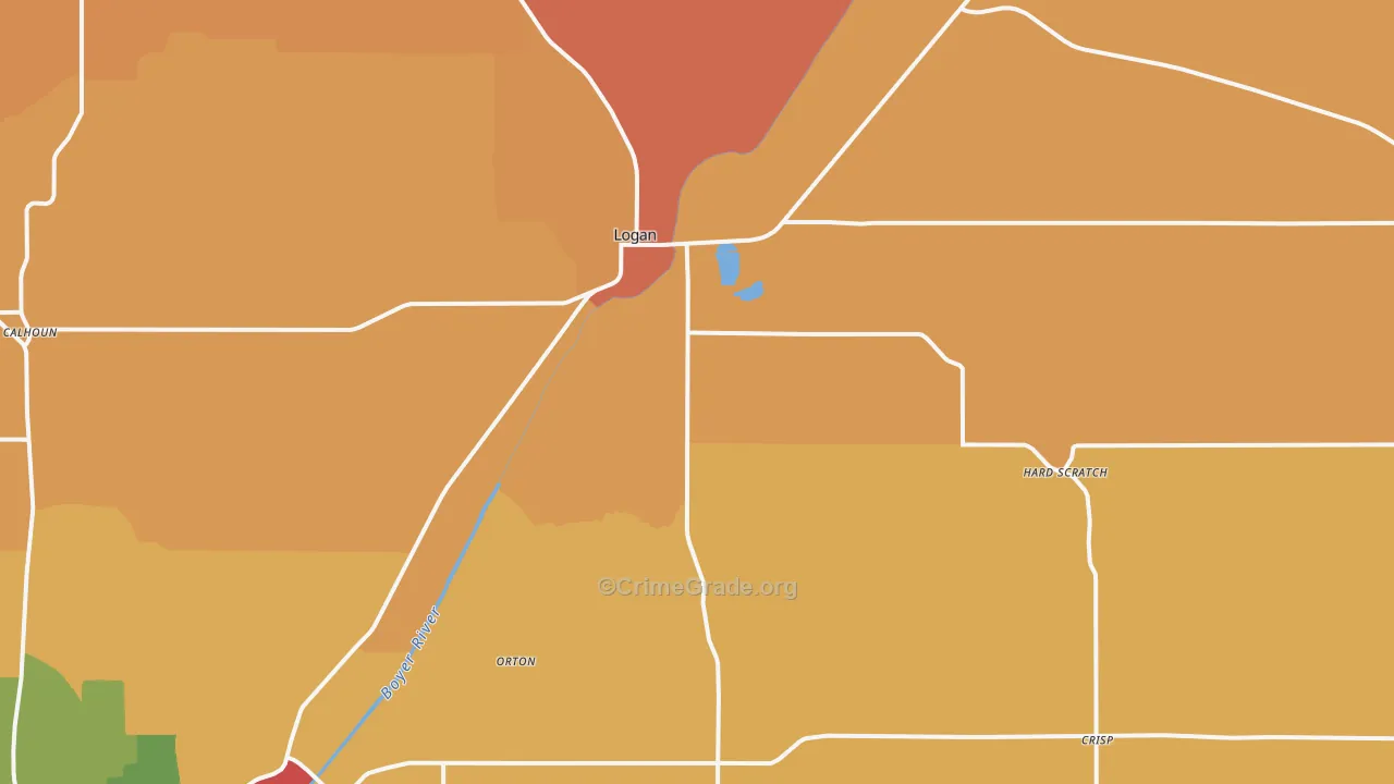 Logan, IA Map of Robbery Rates