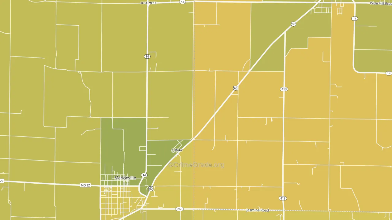 Logan, MO Map of Robbery Rates