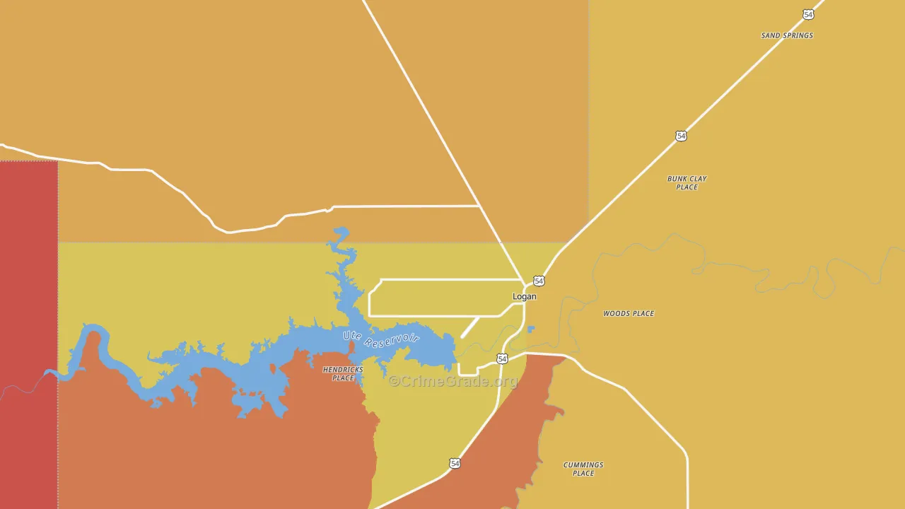 Logan, NM Map of Robbery Rates