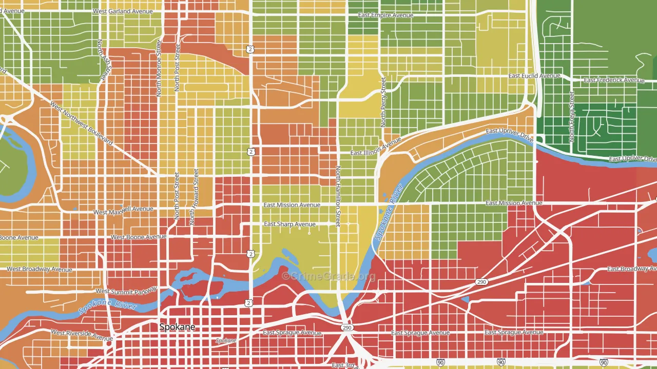 Logan, Spokane, WA Map of Robbery Rates