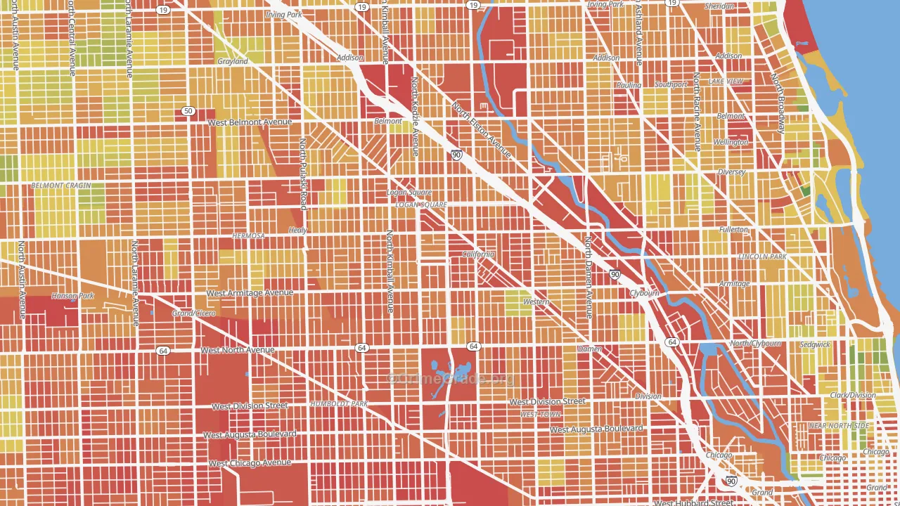 Logan Square, Chicago, IL Map of Robbery Rates