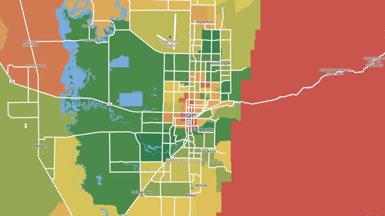 Logan, UT Map of Robbery Rates