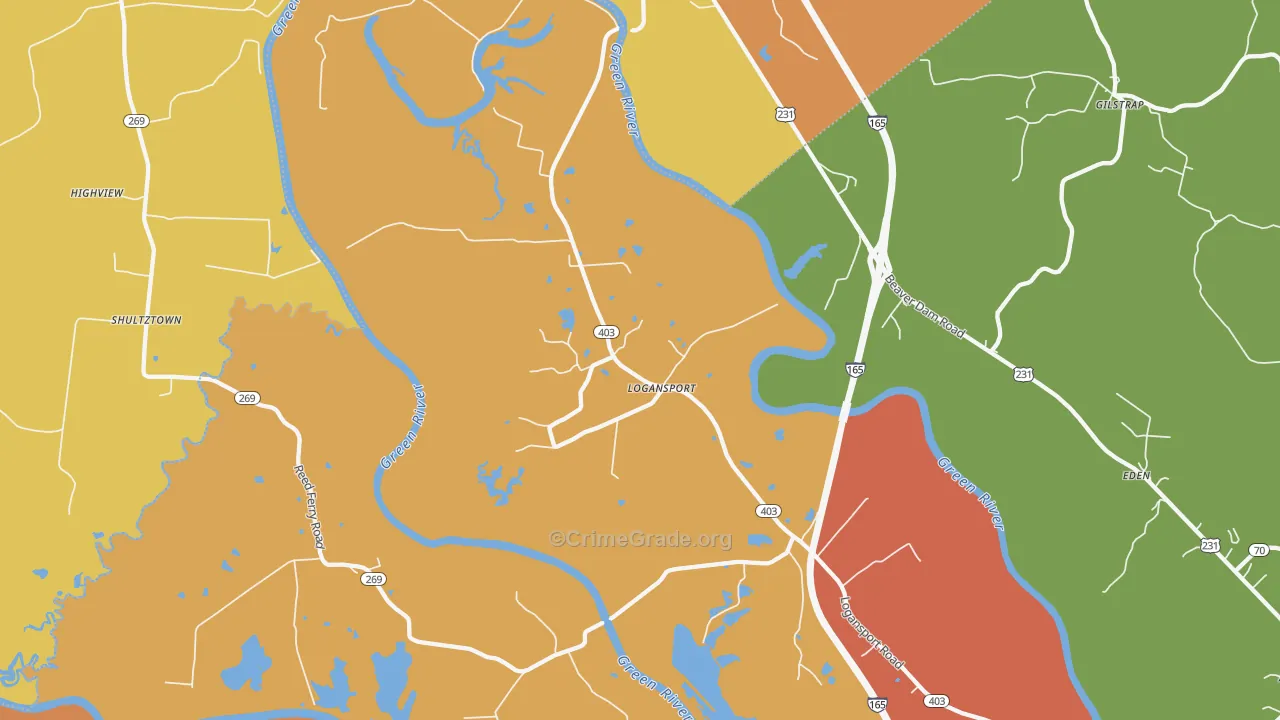 Logansport, KY Map of Robbery Rates