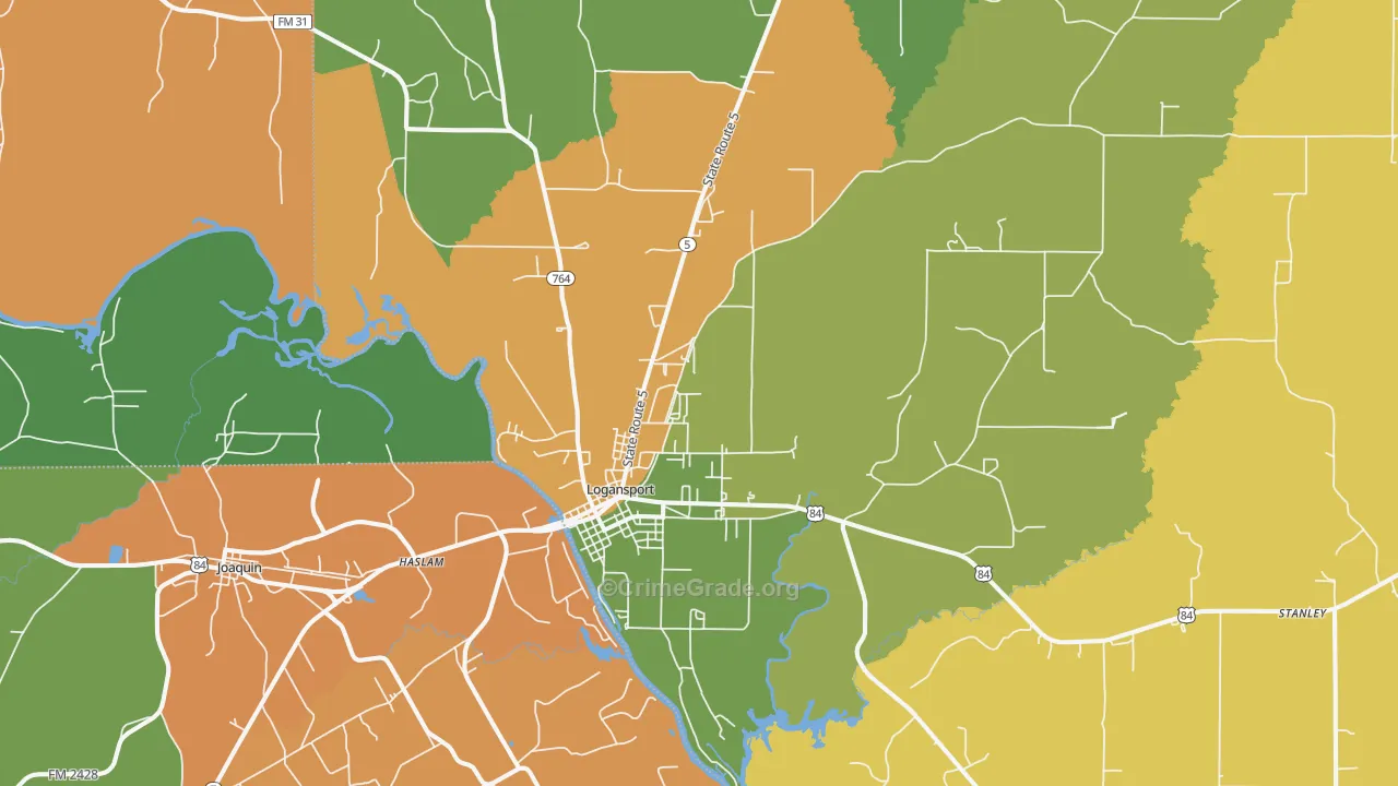 Logansport, LA Map of Robbery Rates