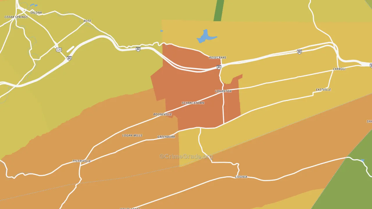 Loganton, PA Map of Robbery Rates