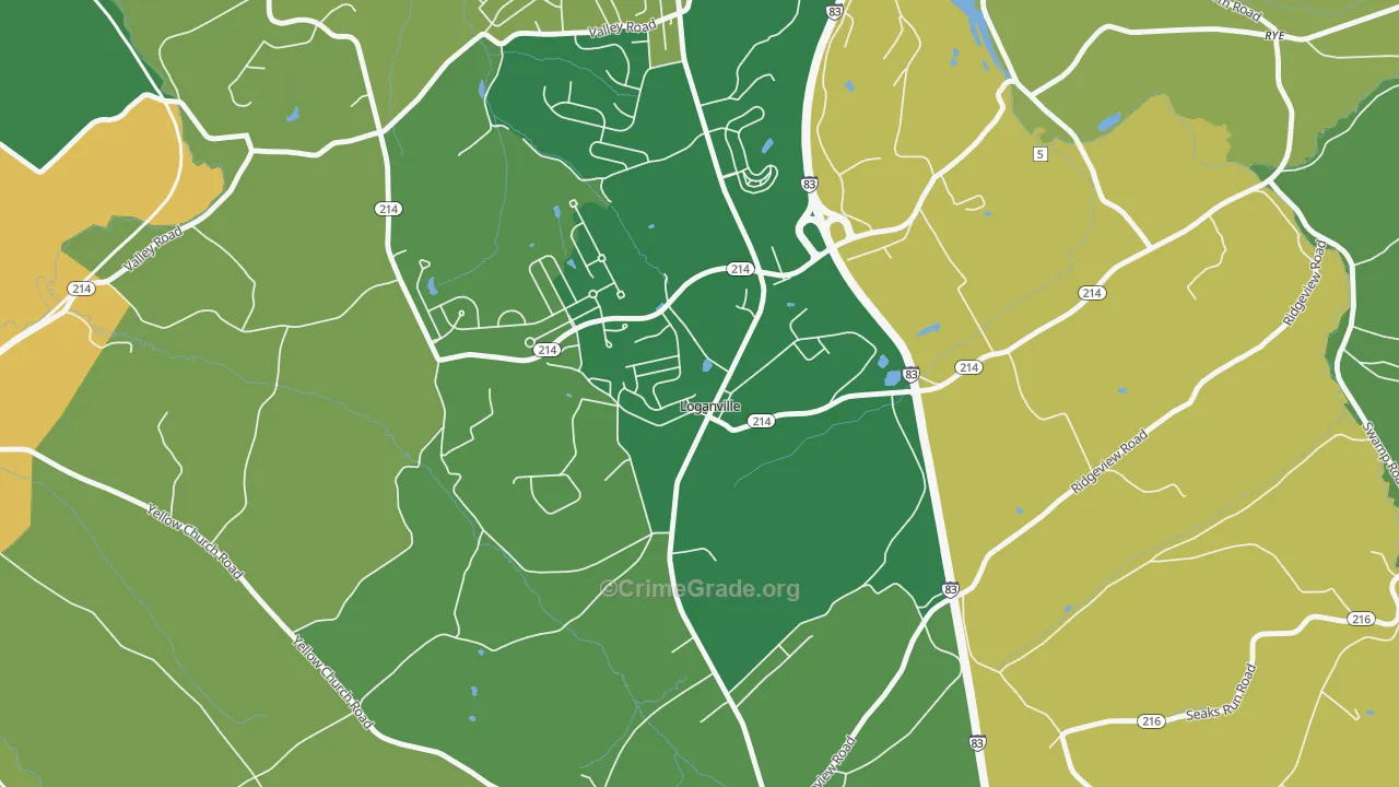 Loganville, PA Map of Robbery Rates