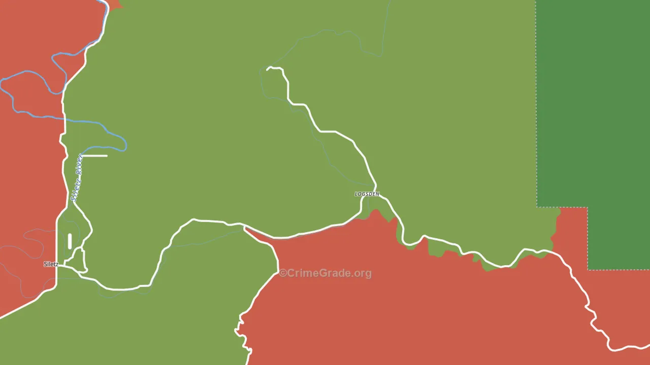 Logsden, OR Map of Robbery Rates