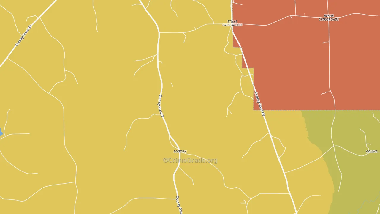 Logton, AL Map of Robbery Rates