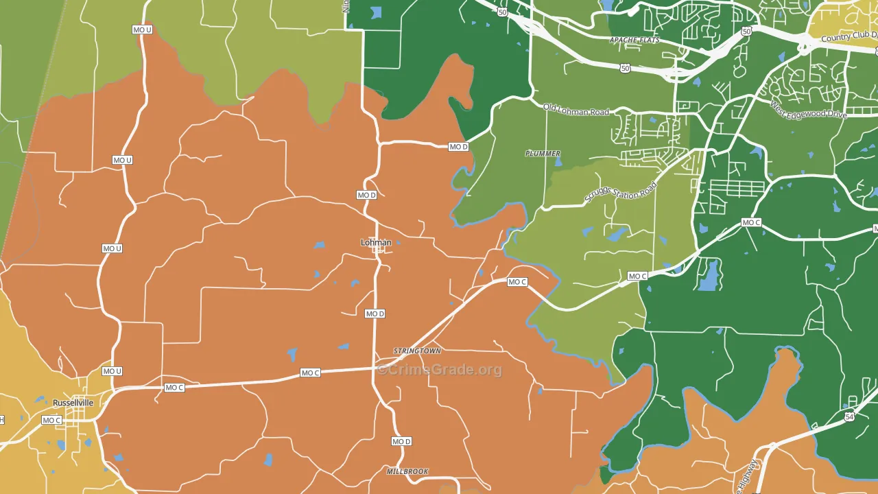 Lohman, MO Map of Robbery Rates