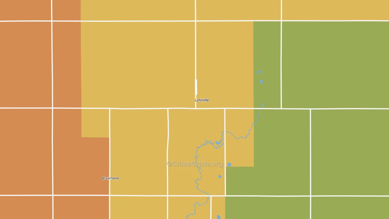 Lohrville, IA Map of Robbery Rates