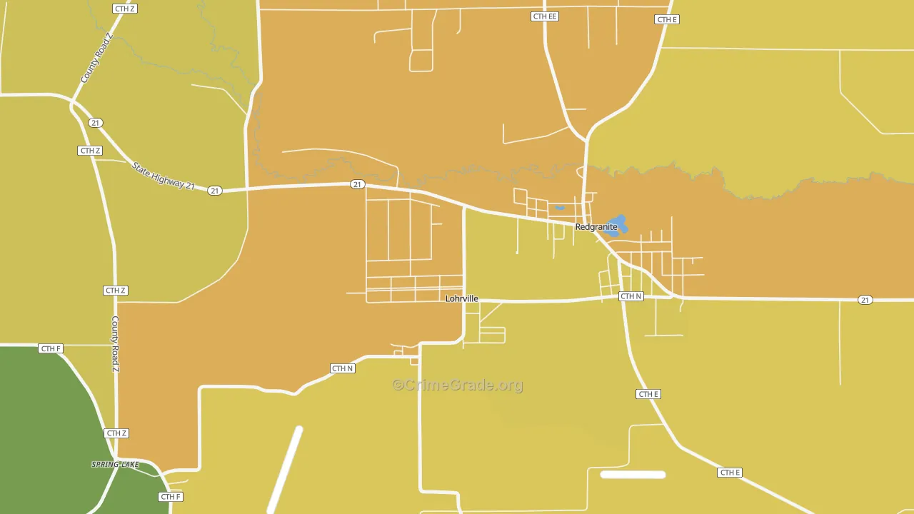 Lohrville, WI Map of Robbery Rates