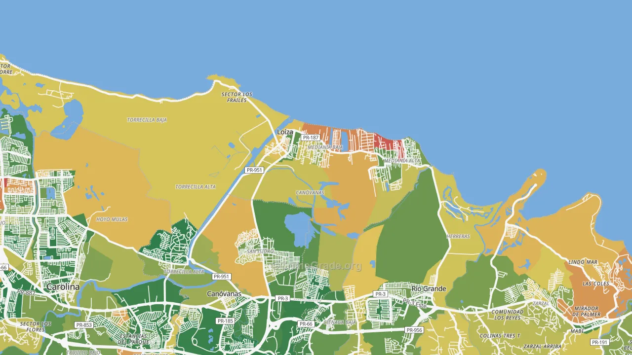 Loiza Municipio, PR Map of Robbery Rates