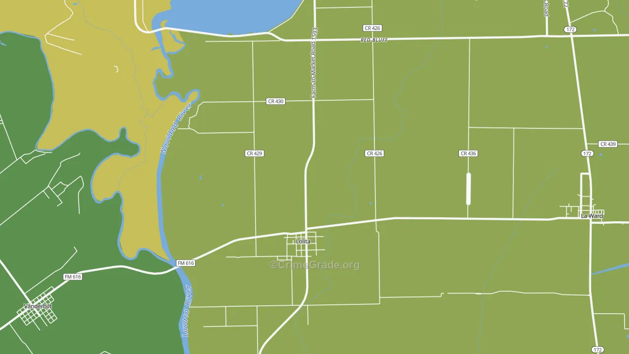 Lolita, TX Map of Robbery Rates