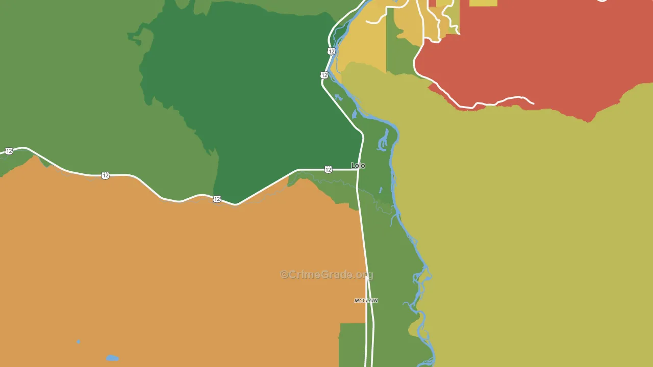 Lolo, MT Map of Robbery Rates