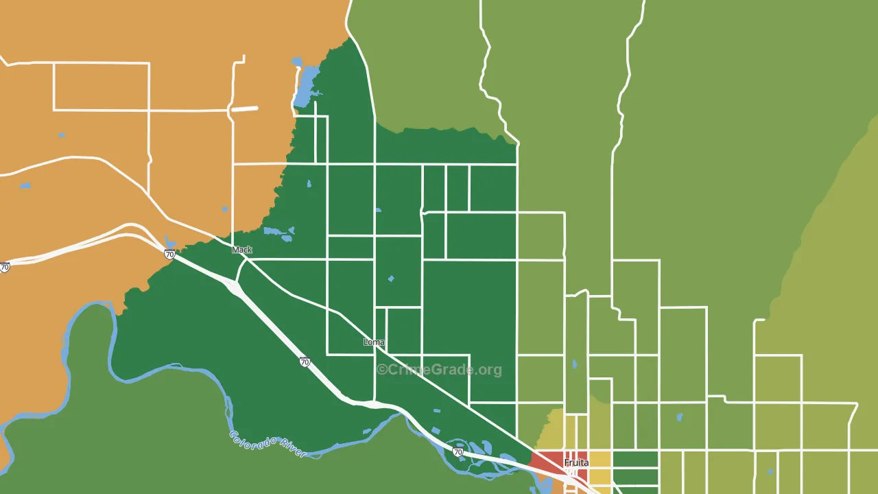 Loma, CO Map of Robbery Rates
