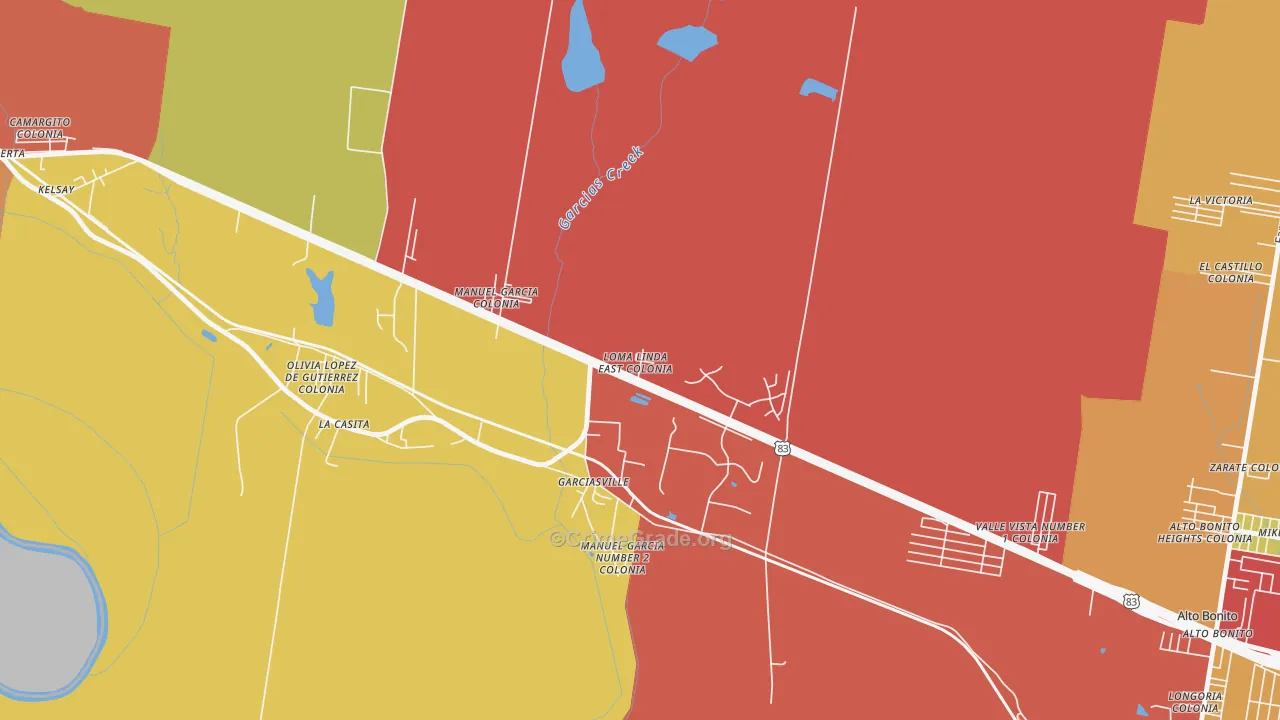 Loma Linda East, TX Map of Robbery Rates