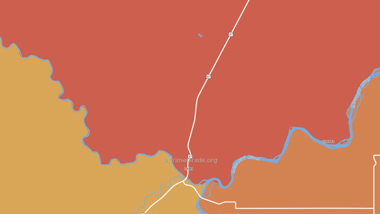 Loma, MT Map of Robbery Rates