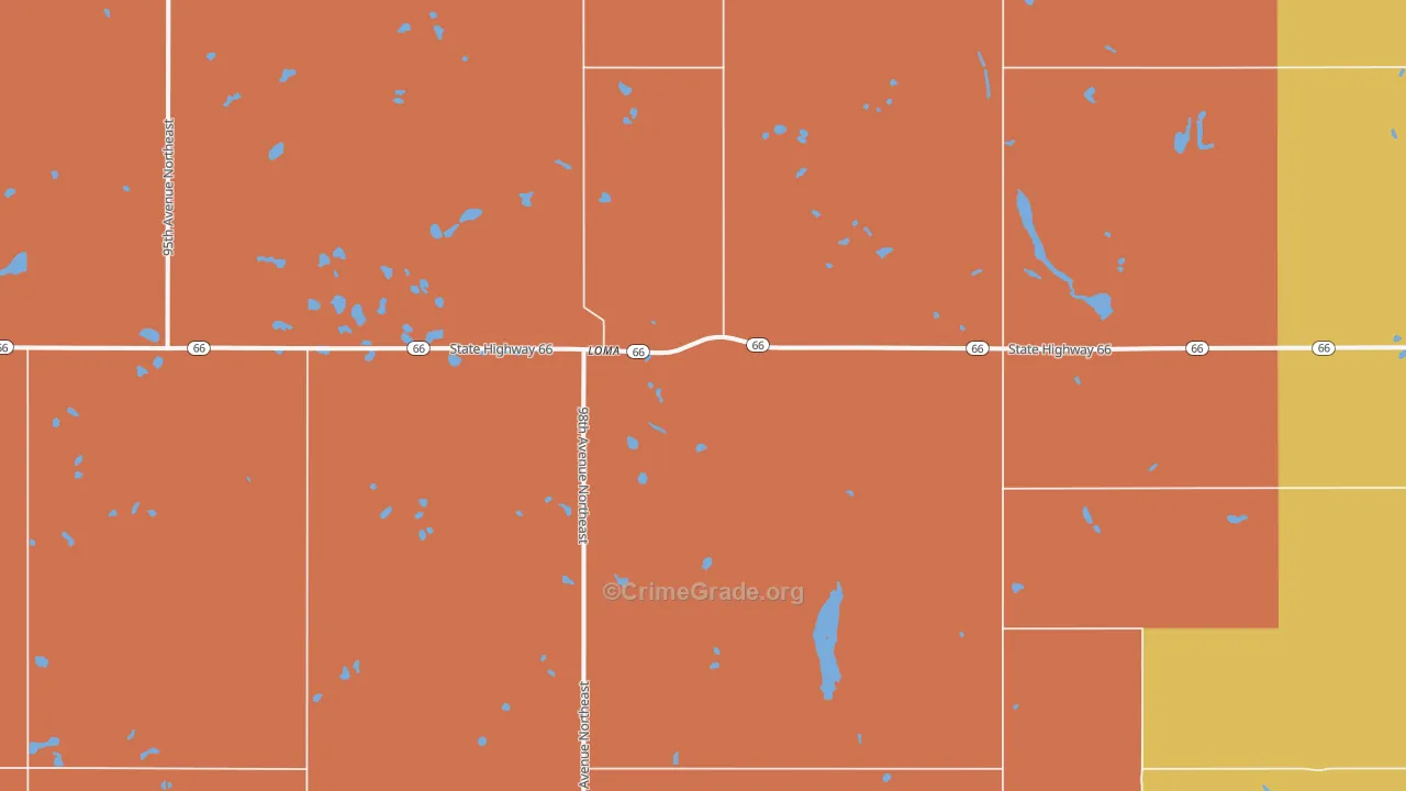 Loma, ND Map of Robbery Rates