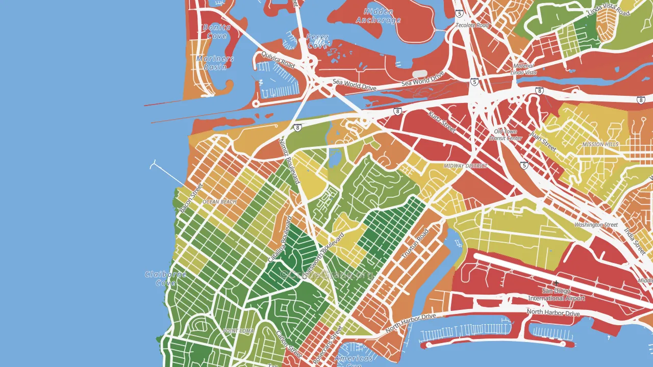 Loma Portal, San Diego, CA Map of Robbery Rates