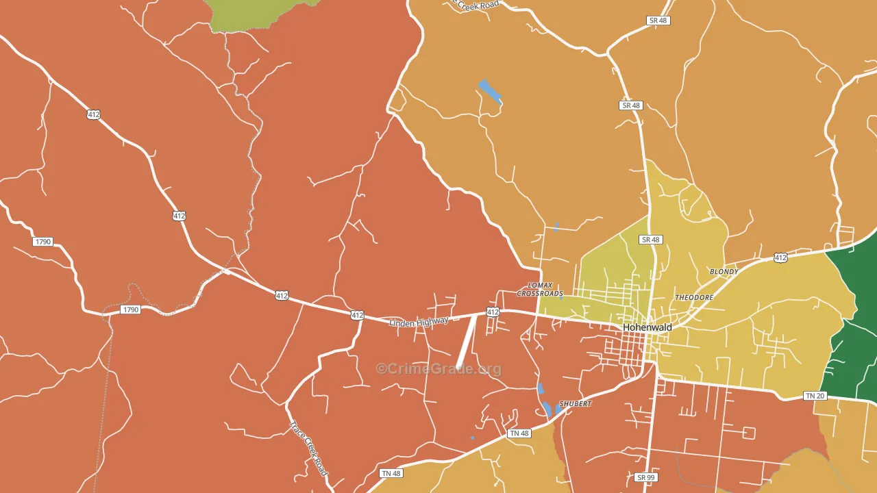 Lomax Crossroads, TN Map of Robbery Rates
