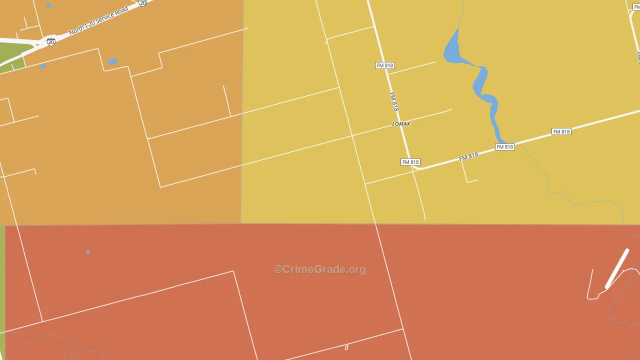 Lomax, TX Map of Robbery Rates