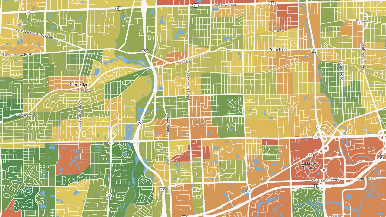 Lombard, IL Map of Robbery Rates