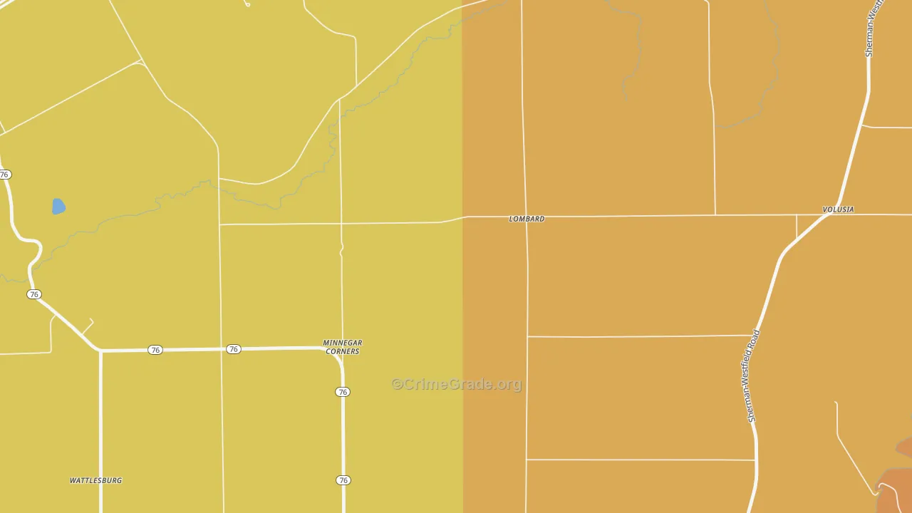 Lombard, NY Map of Robbery Rates