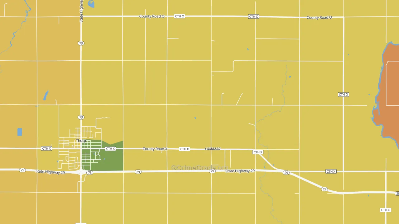 Lombard, WI Map of Robbery Rates