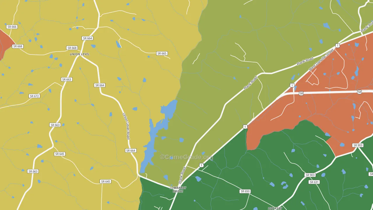 Lombardy Grove, VA Map of Robbery Rates