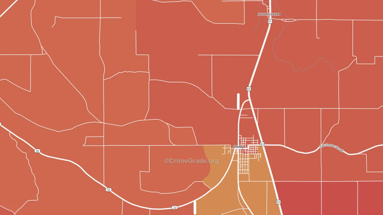 Lombardy, MS Map of Robbery Rates