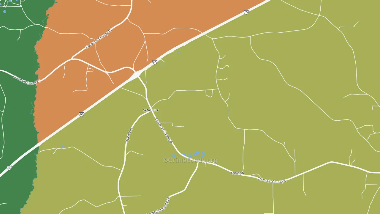 London, AL Map of Robbery Rates