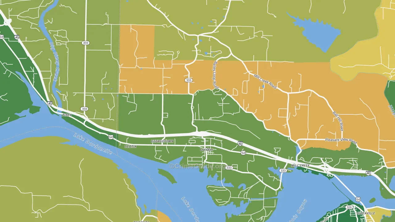London, AR Map of Robbery Rates