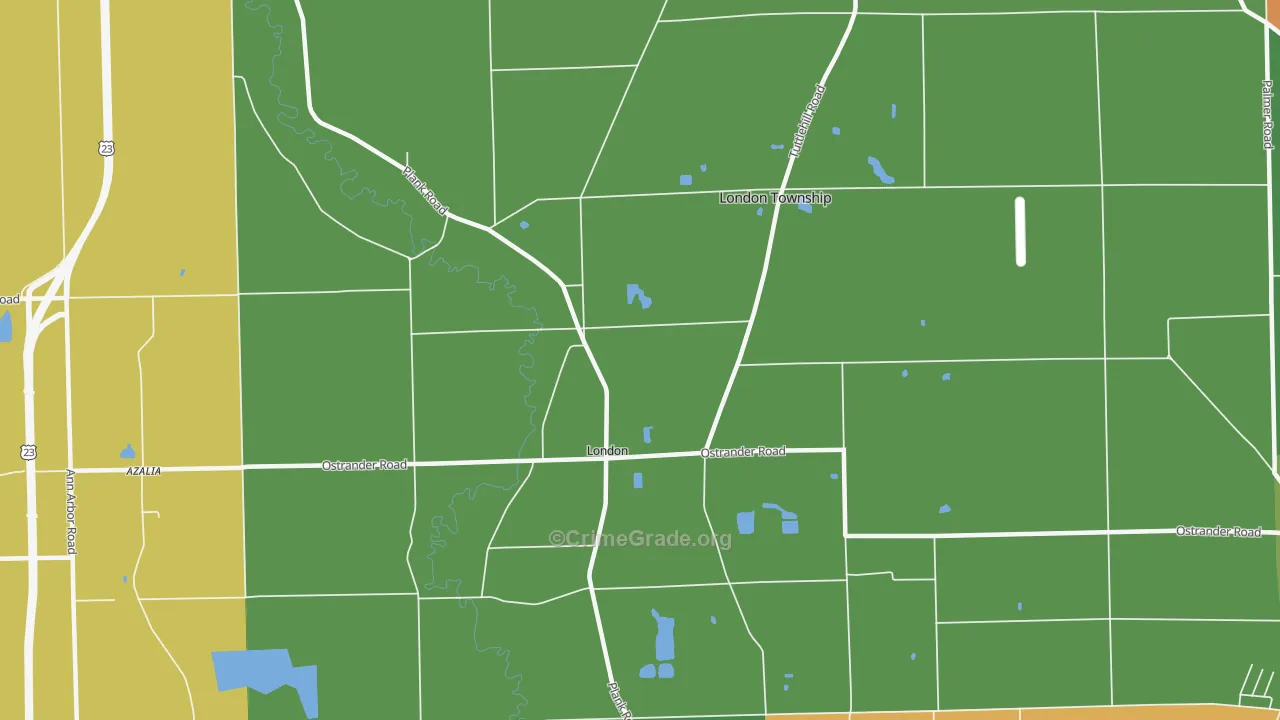 London, MI Map of Robbery Rates