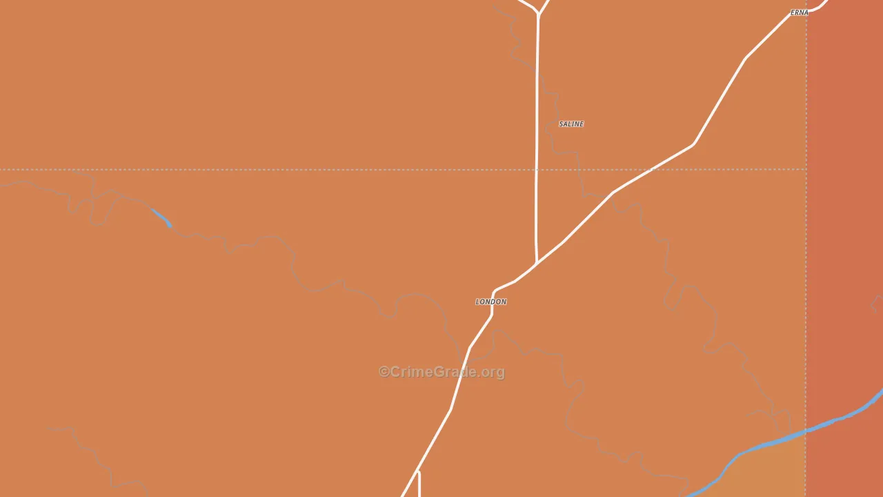 London, TX Map of Robbery Rates