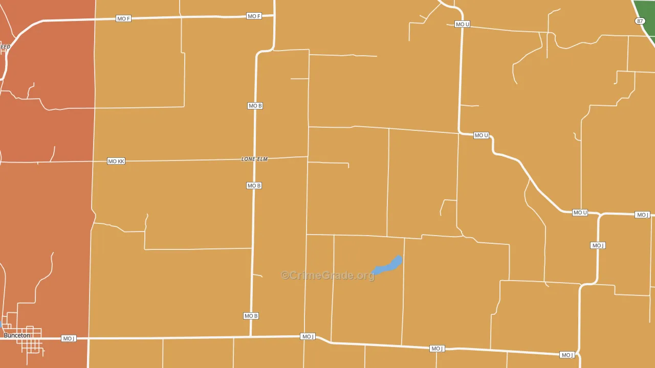 Lone Elm, MO Map of Robbery Rates