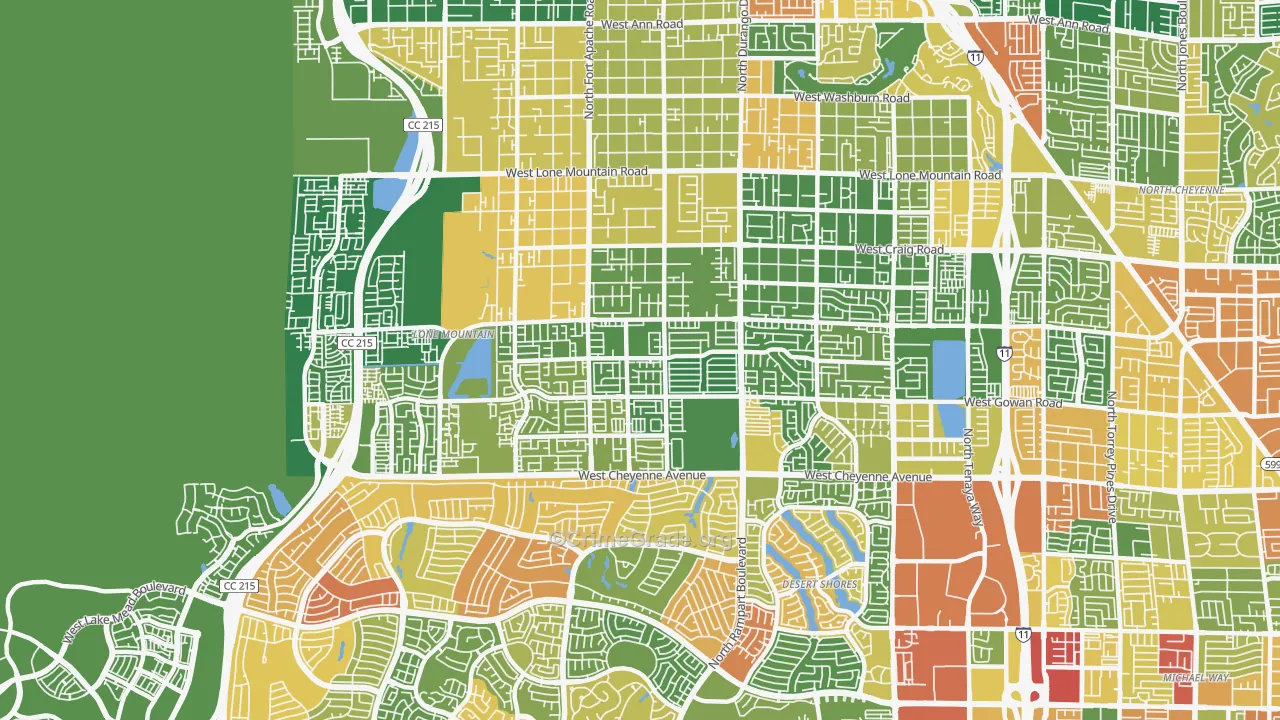 Lone Mountain, Las Vegas, NV Map of Robbery Rates