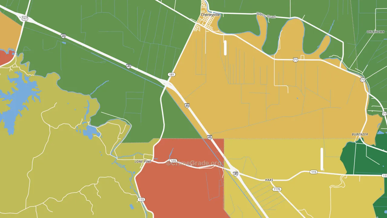 Lone Pine, LA Map of Robbery Rates