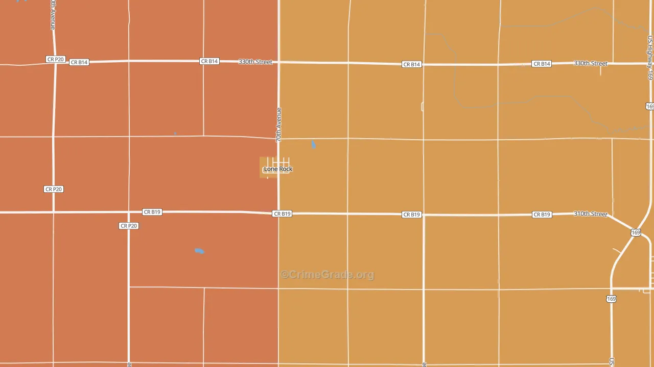 Lone Rock, IA Map of Robbery Rates