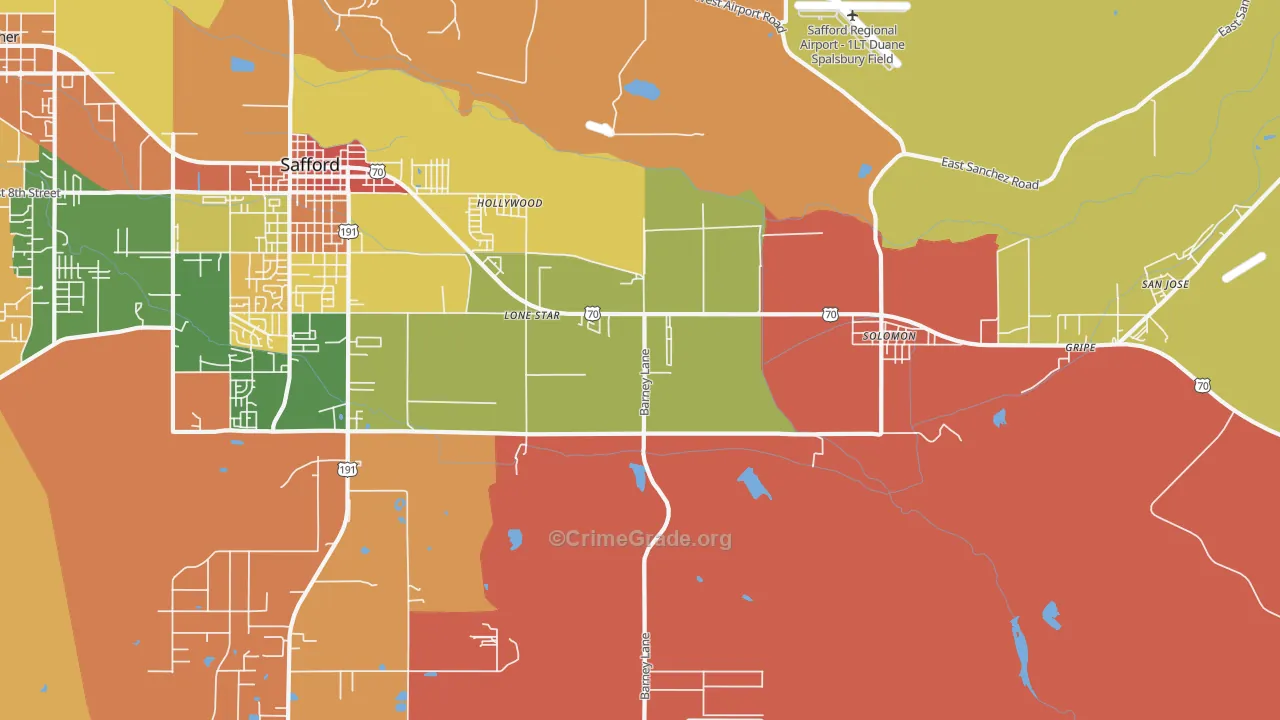Lone Star, AZ Map of Robbery Rates