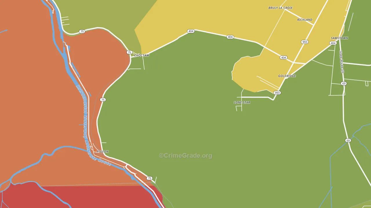 Lone Star, LA Map of Robbery Rates
