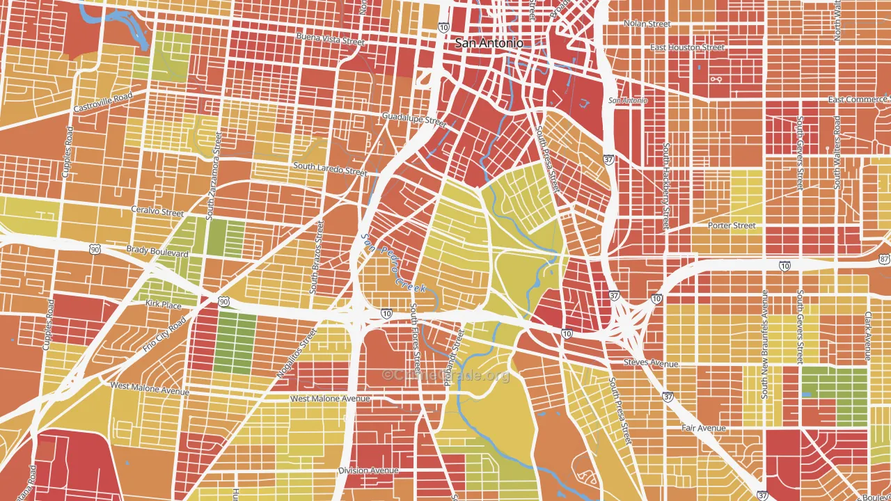 Lone Star, San Antonio, TX Map of Robbery Rates
