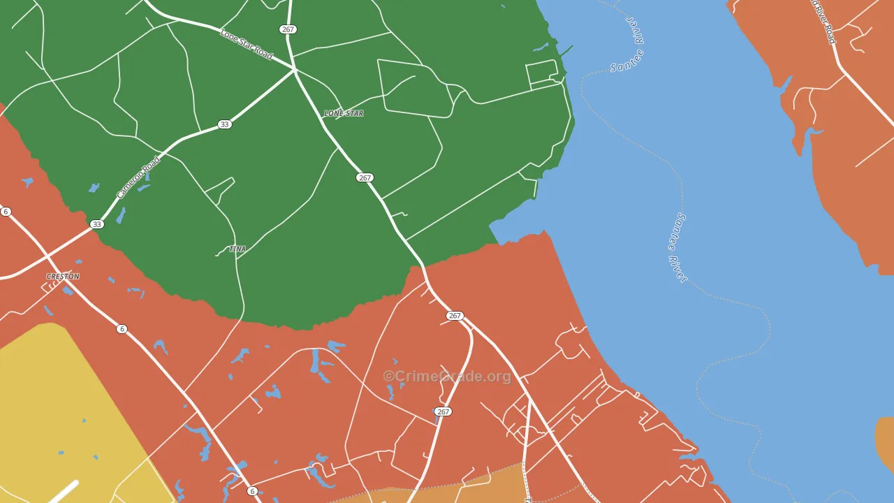 Lone Star, SC Map of Robbery Rates