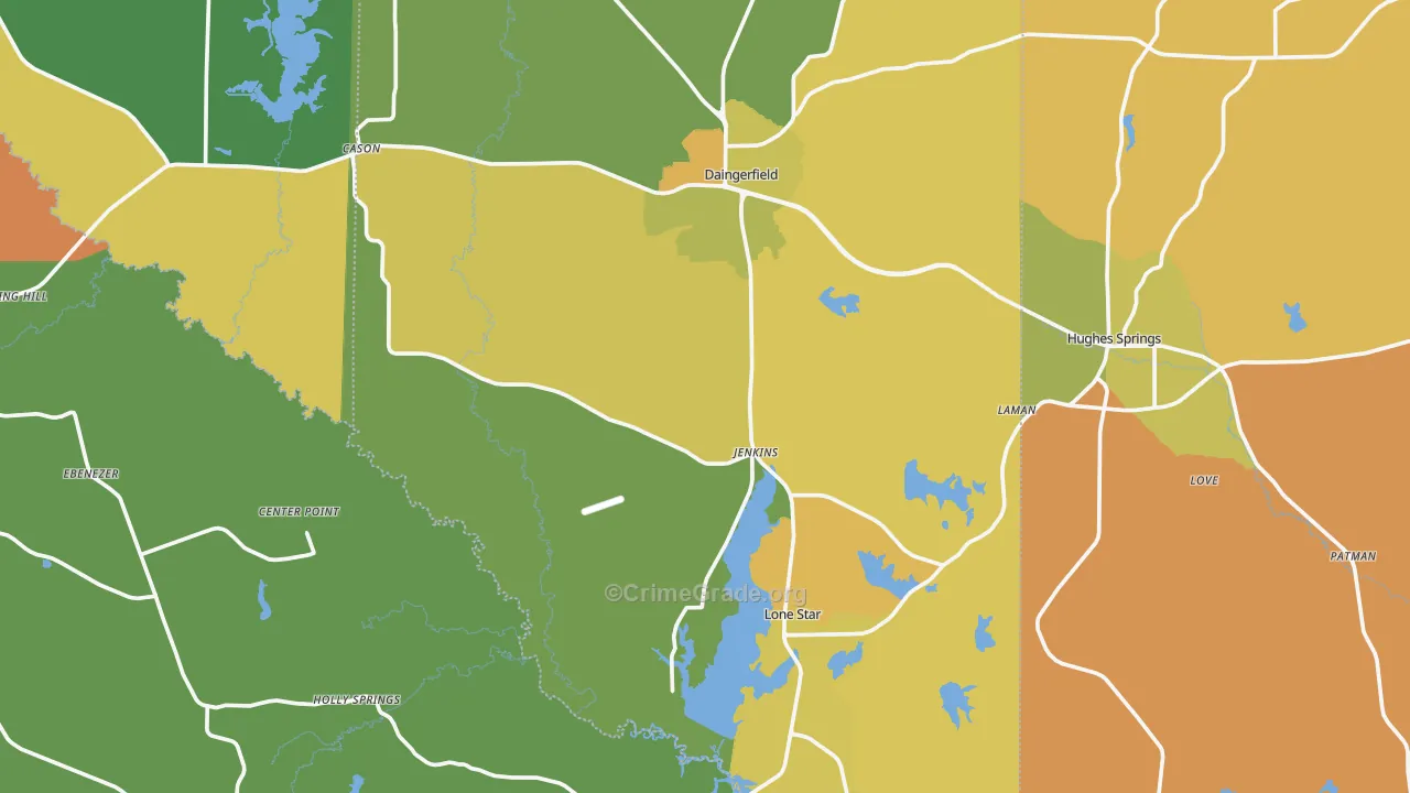 Lone Star, TX Map of Robbery Rates