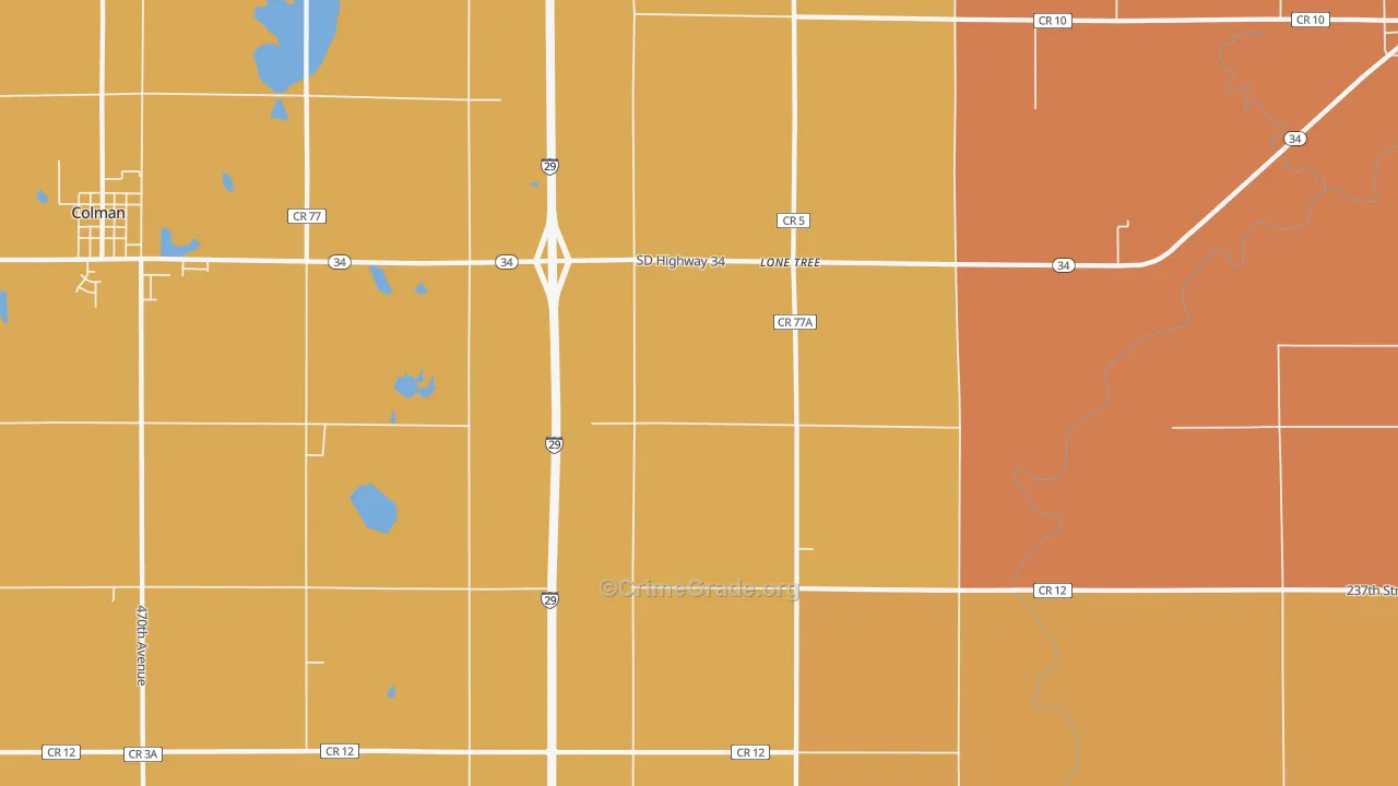 Lone Tree, SD Map of Robbery Rates