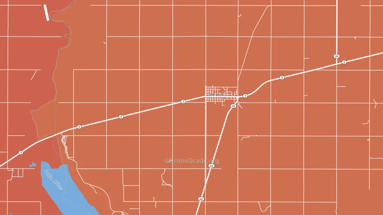 Lone Wolf, OK Map of Robbery Rates