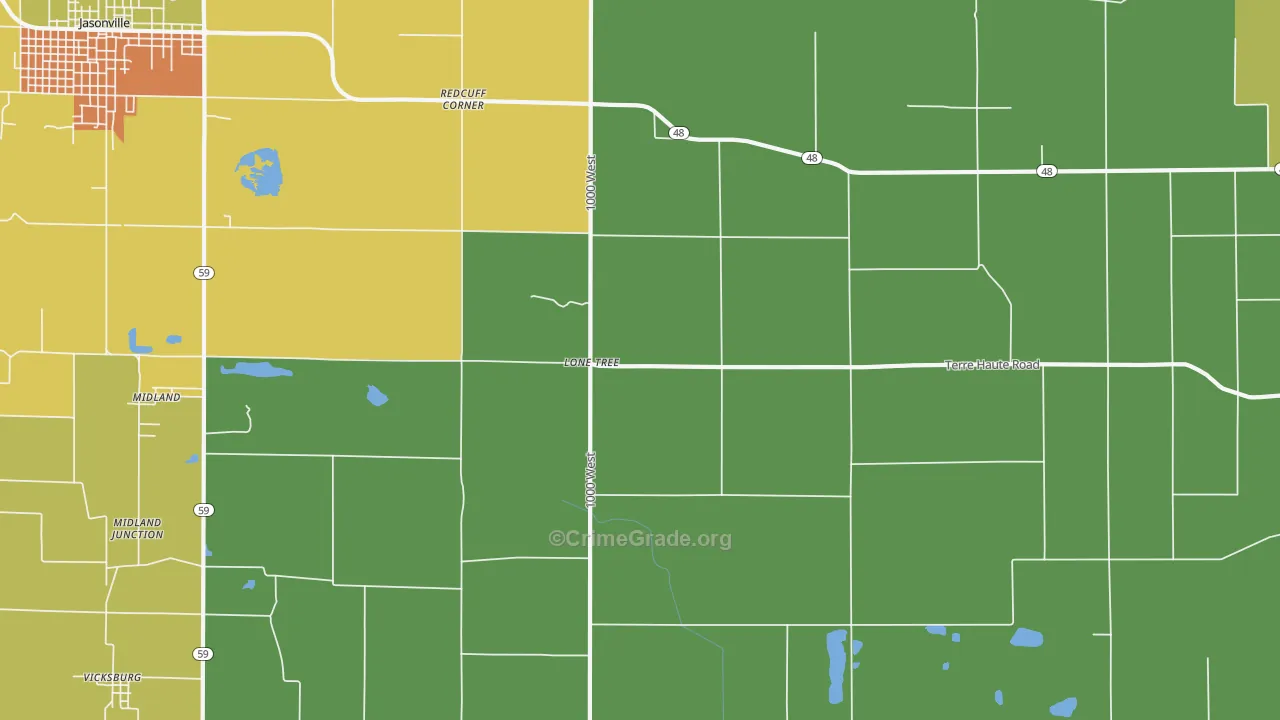 Lonetree, IN Map of Robbery Rates