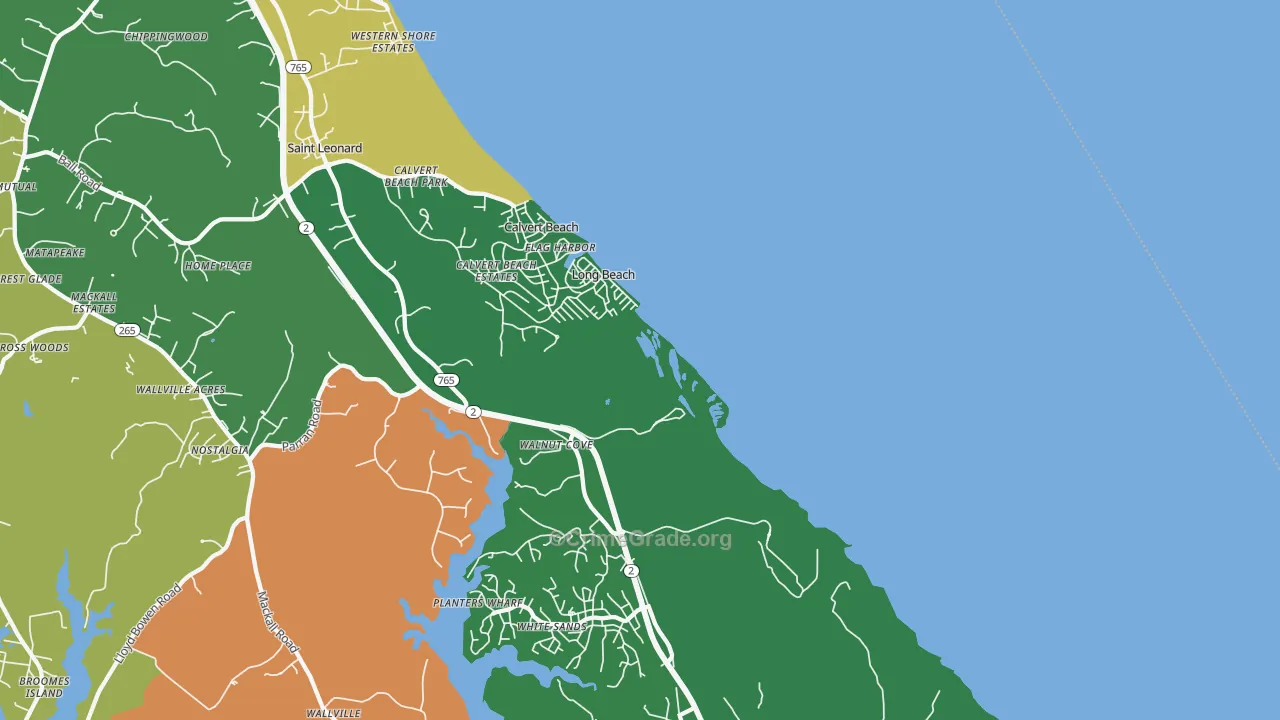 Long Beach, MD Map of Robbery Rates