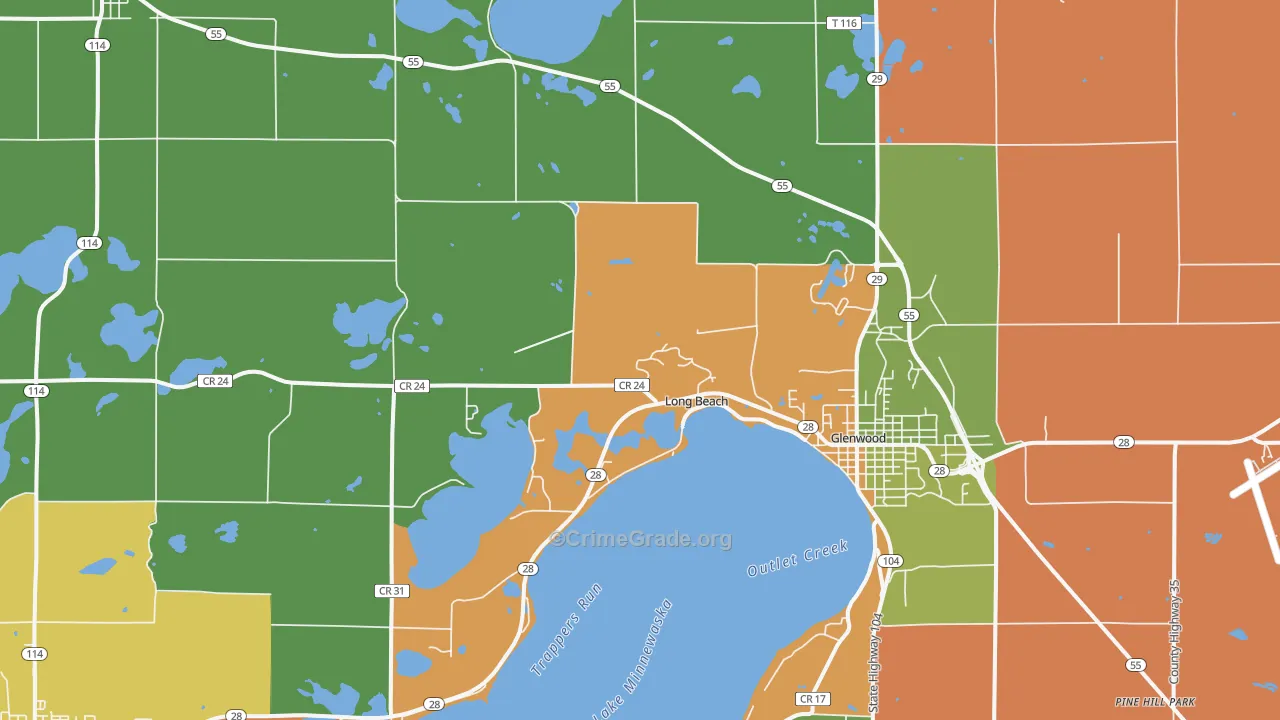 Long Beach, MN Map of Robbery Rates